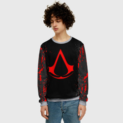 Мужской свитшот 3D Assassin`s Creed red logo - фото 2