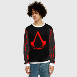 Мужской свитшот 3D Assassin`s Creed red logo - фото 2