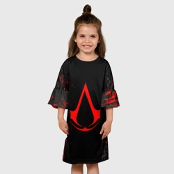 Детское платье 3D Assassin`s Creed red logo - фото 2