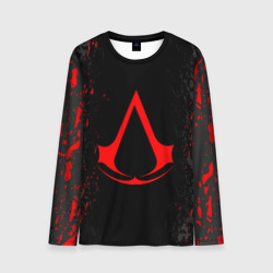 Мужской лонгслив 3D Assassin`s Creed red logo