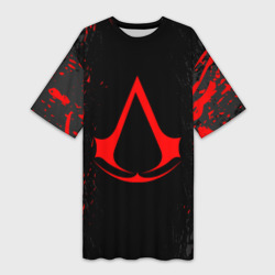 Платье-футболка 3D Assassin`s Creed red logo