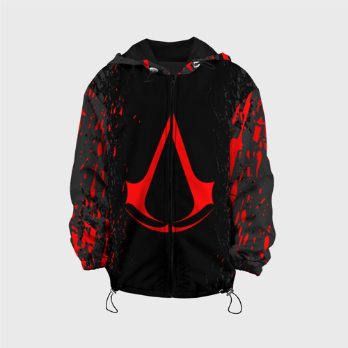 Детская куртка 3D Assassin`s Creed red logo, цвет черный