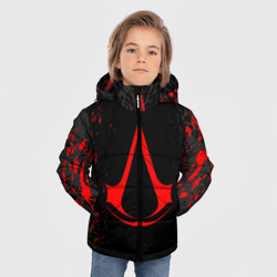 Зимняя куртка для мальчиков 3D Assassin`s Creed red logo - фото 2