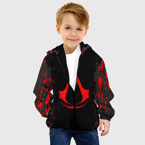Детская куртка 3D Assassin`s Creed red logo, цвет черный - фото 3