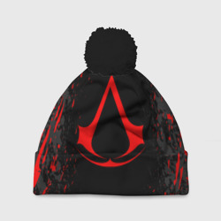 Шапка 3D c помпоном Assassin`s Creed red logo