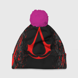 Шапка 3D c помпоном Assassin`s Creed red logo