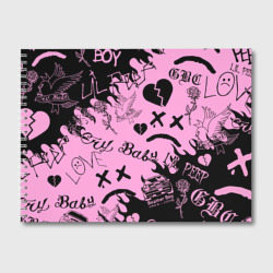 Альбом для рисования LIL Peep Pink tattoo Лил Пип паттерн розовый тату