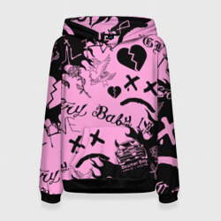 Женская толстовка 3D LIL Peep Pink tattoo Лил Пип паттерн розовый тату