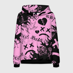 Мужская толстовка 3D LIL Peep Pink tattoo Лил Пип паттерн розовый тату