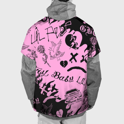 Накидка на куртку 3D LIL Peep Pink tattoo Лил Пип паттерн розовый тату, цвет 3D печать - фото 2