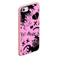 Чехол для iPhone 5/5S матовый LIL Peep Pink tattoo Лил Пип паттерн розовый тату - фото 2