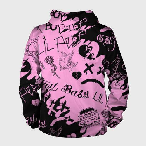 Мужская ветровка 3D LIL Peep Pink tattoo Лил Пип паттерн розовый тату, цвет черный - фото 2