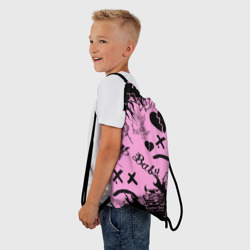 Рюкзак-мешок 3D LIL Peep Pink tattoo Лил Пип паттерн розовый тату - фото 2