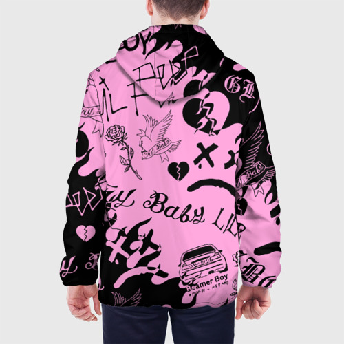 Мужская куртка 3D LIL Peep Pink tattoo Лил Пип паттерн розовый тату, цвет 3D печать - фото 5