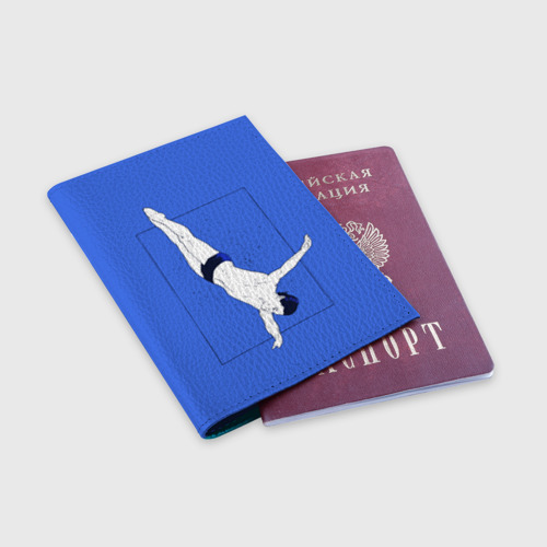 Обложка для паспорта матовая кожа Dive, цвет голубой - фото 3