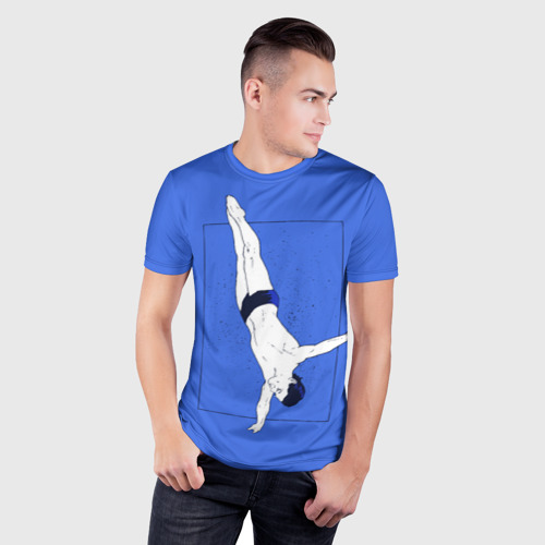 Мужская футболка 3D Slim с принтом Dive, фото на моделе #1