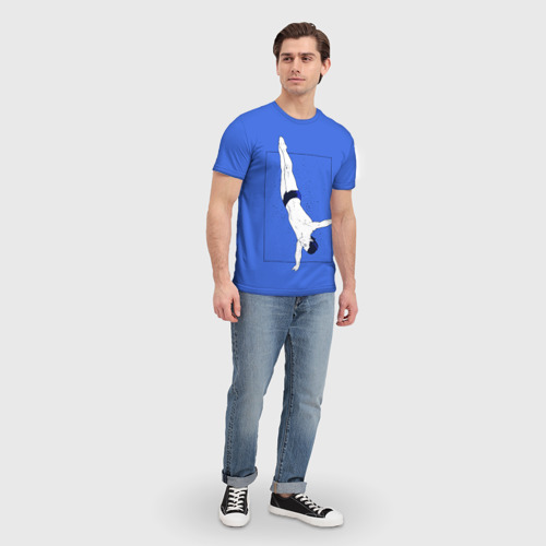 Мужская футболка 3D с принтом Dive, вид сбоку #3
