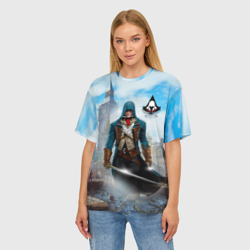 Женская футболка oversize 3D Assasin's Creed - фото 2