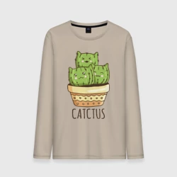 Мужской лонгслив хлопок Кактус Котики