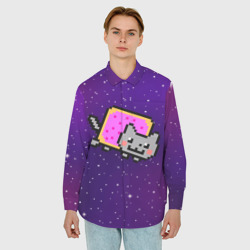 Мужская рубашка oversize 3D Nyan Cat - фото 2