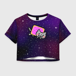 Женская футболка Crop-top 3D Nyan Cat