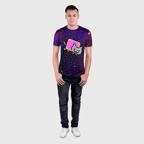 Мужская футболка 3D Slim с принтом Nyan Cat, вид сбоку #3