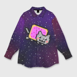 Женская рубашка oversize 3D Nyan Cat