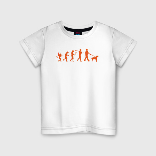 Детская футболка хлопок с принтом Эволюция любителей собак, вид спереди #2
