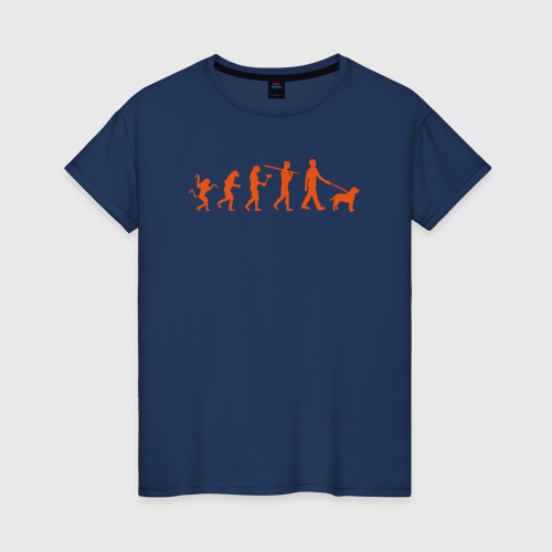 Женская футболка хлопок с принтом Эволюция любителей собак, вид спереди #2