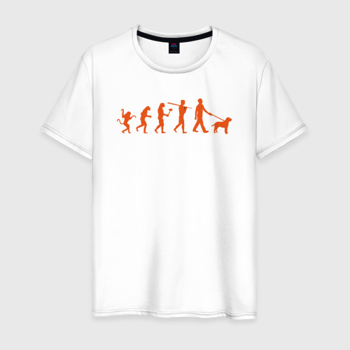 Мужская футболка хлопок Эволюция любителей собак, цвет белый
