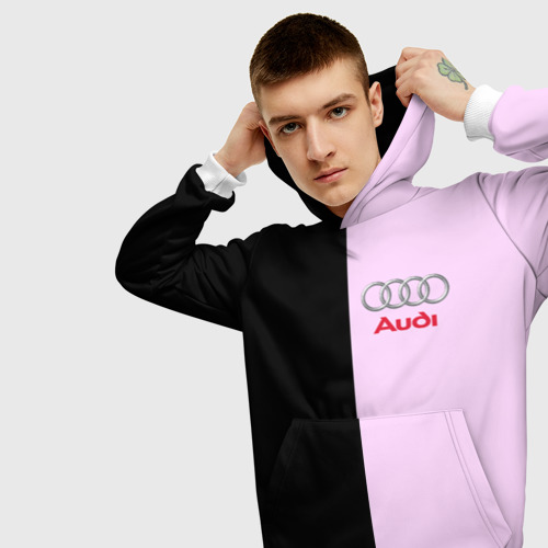 Мужская толстовка 3D Audi Pink Ауди, цвет белый - фото 5