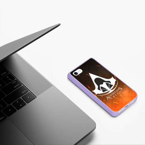 Чехол для iPhone 5/5S матовый Assasin's  creed, цвет светло-сиреневый - фото 5