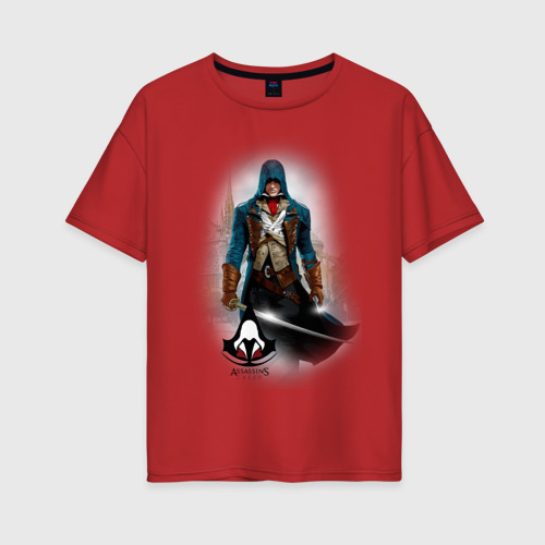 Женская футболка хлопок Oversize Assasin's Creed, цвет красный