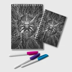 Блокнот The Witcher logo gray neurons