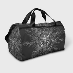 Сумка спортивная 3D The Witcher logo gray neurons