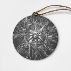 Деревянная игрушка круг The Witcher logo gray neurons