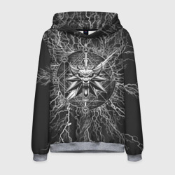 Мужская толстовка 3D The Witcher logo gray neurons