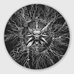 Круглый коврик для мышки The Witcher logo gray neurons