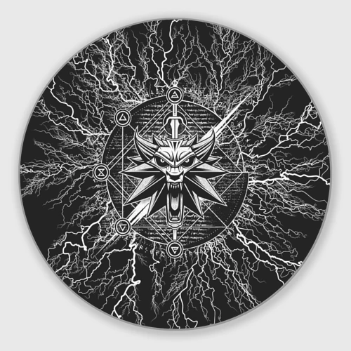 Круглый коврик для мышки The Witcher logo gray neurons