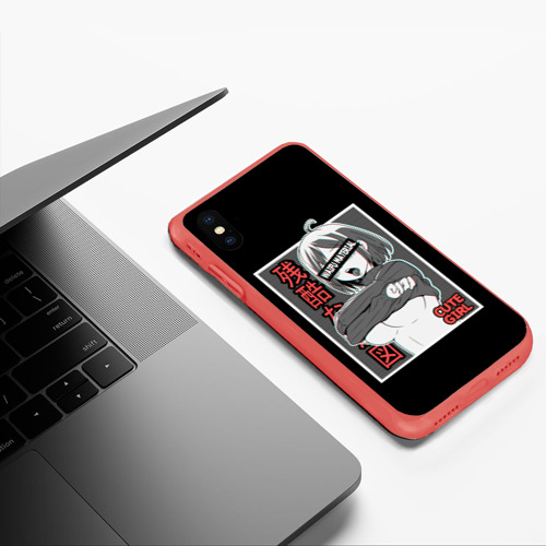 Чехол для iPhone XS Max матовый Ahegao waifu material, цвет красный - фото 5