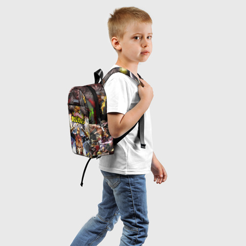 Детский рюкзак 3D с принтом MY HERO ACADEMIA коллаж из героев, вид сзади #1