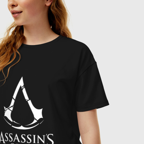 Женская футболка хлопок Oversize Assassin's Creed, цвет черный - фото 3