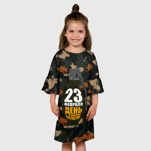 Детское платье 3D с принтом С 23 февраля граната, вид сбоку #3
