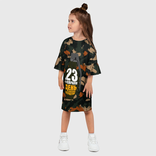 Детское платье 3D с принтом С 23 февраля граната, фото на моделе #1