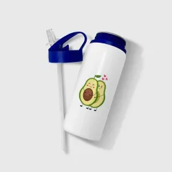 Бутылка для воды с трубочкой Влюбленные Авокадо - фото 2