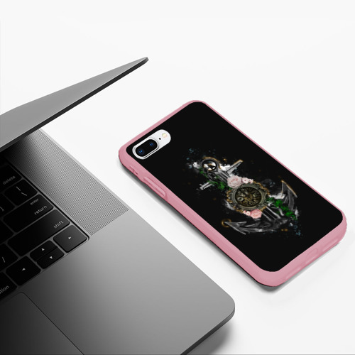 Чехол для iPhone 7Plus/8 Plus матовый с принтом Якорь с компасом и цветами, фото #5