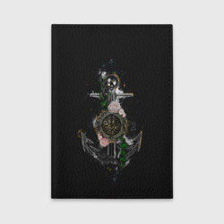 Обложка для автодокументов Якорь с компасом и цветами