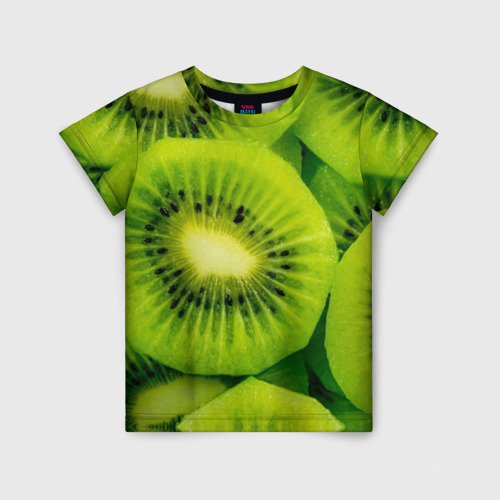 Детская футболка с принтом Зеленый киви, вид спереди №1