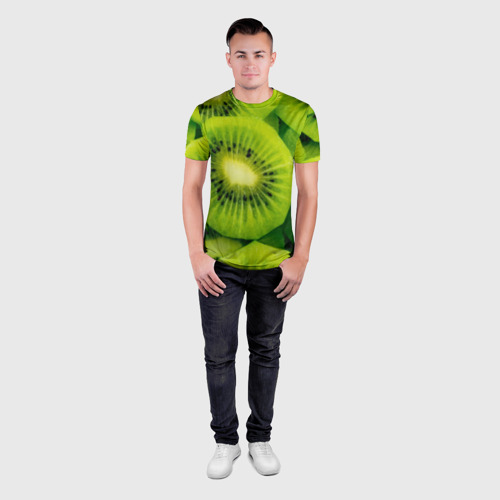 Мужская футболка 3D Slim Зеленый киви, цвет 3D печать - фото 4
