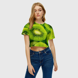 Женская футболка Crop-top 3D Зеленый киви - фото 2